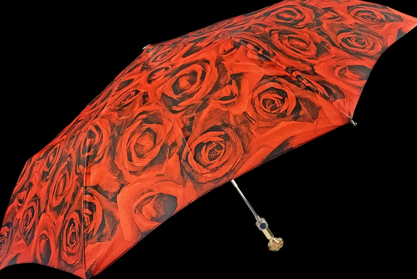Il Marchesato Romantic collapsible umbrella with 24K gold plated rose handle Fashion
