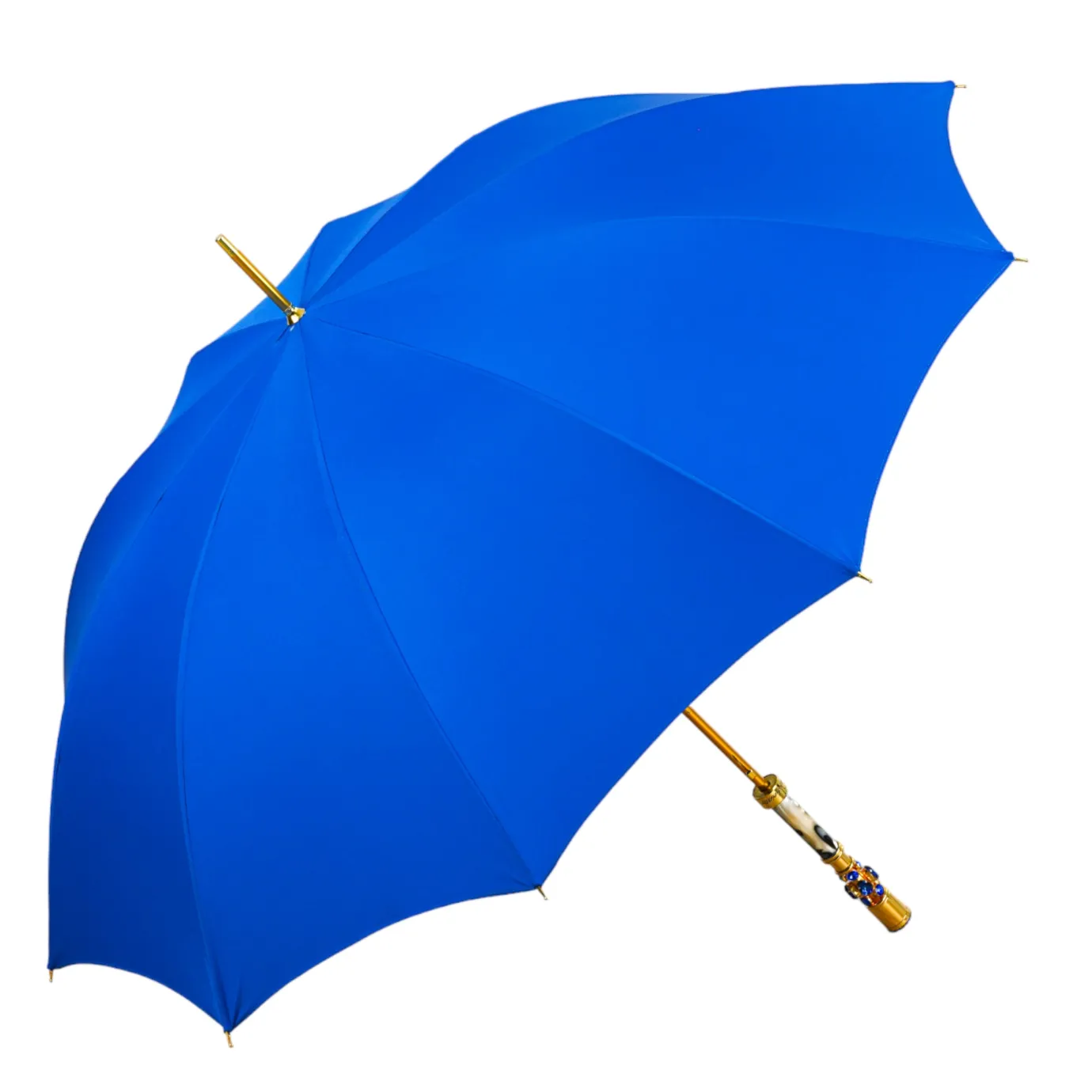 Il Marchesato Sapphire Splendor: Handcrafted Electric Blue Umbrella with Crystal Han Fashion