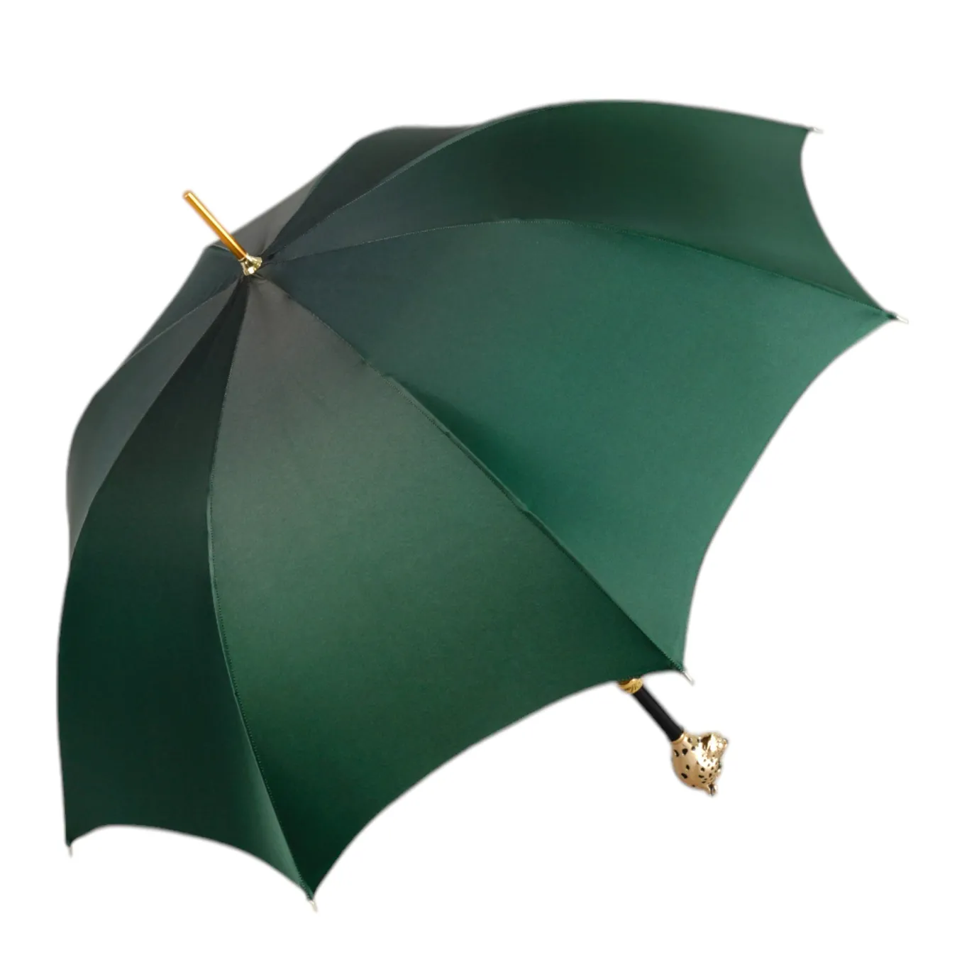 Il Marchesato Savannah Majesty: Green Umbrella with Striking Leopard Handle New