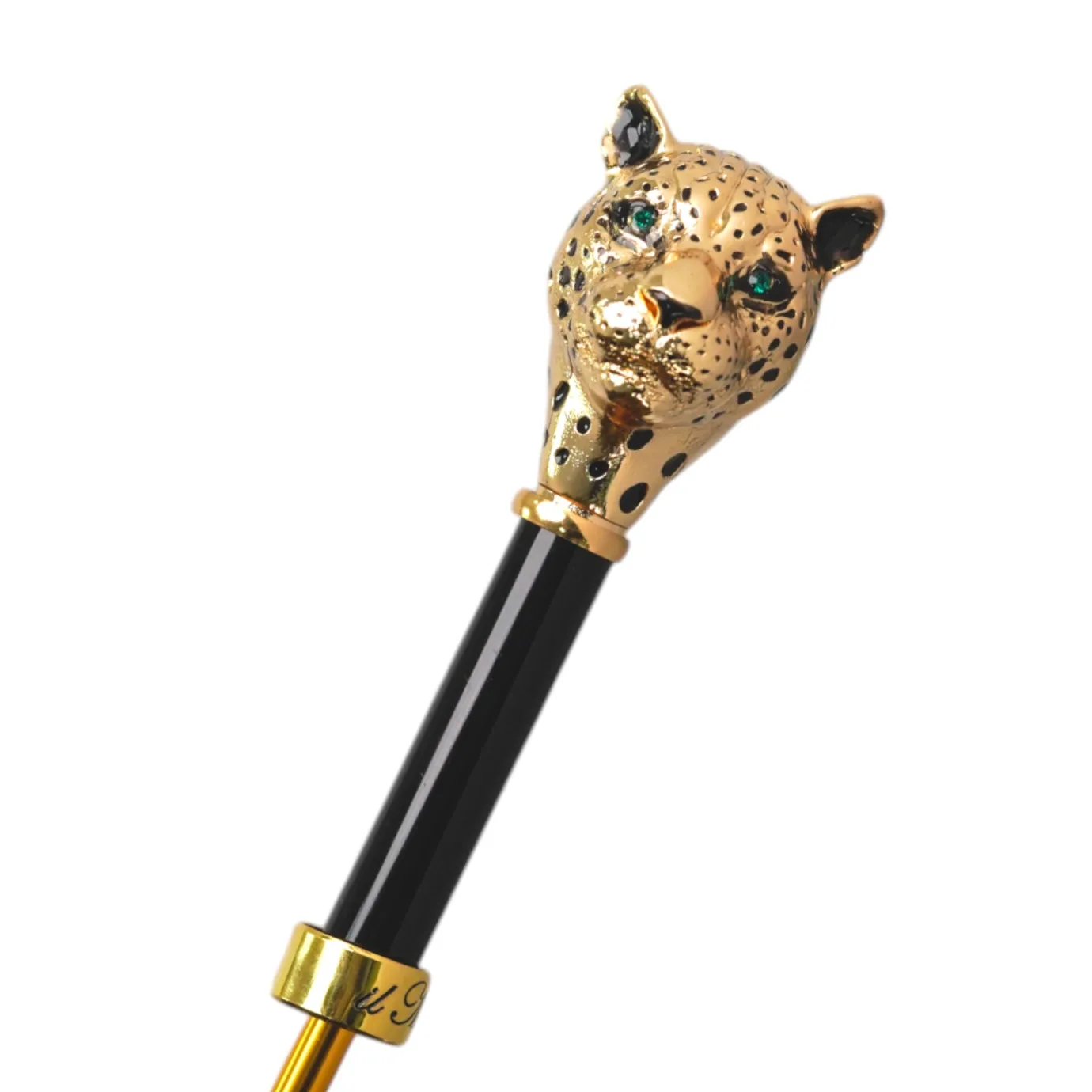 Il Marchesato Savannah Majesty: Green Umbrella with Striking Leopard Handle New