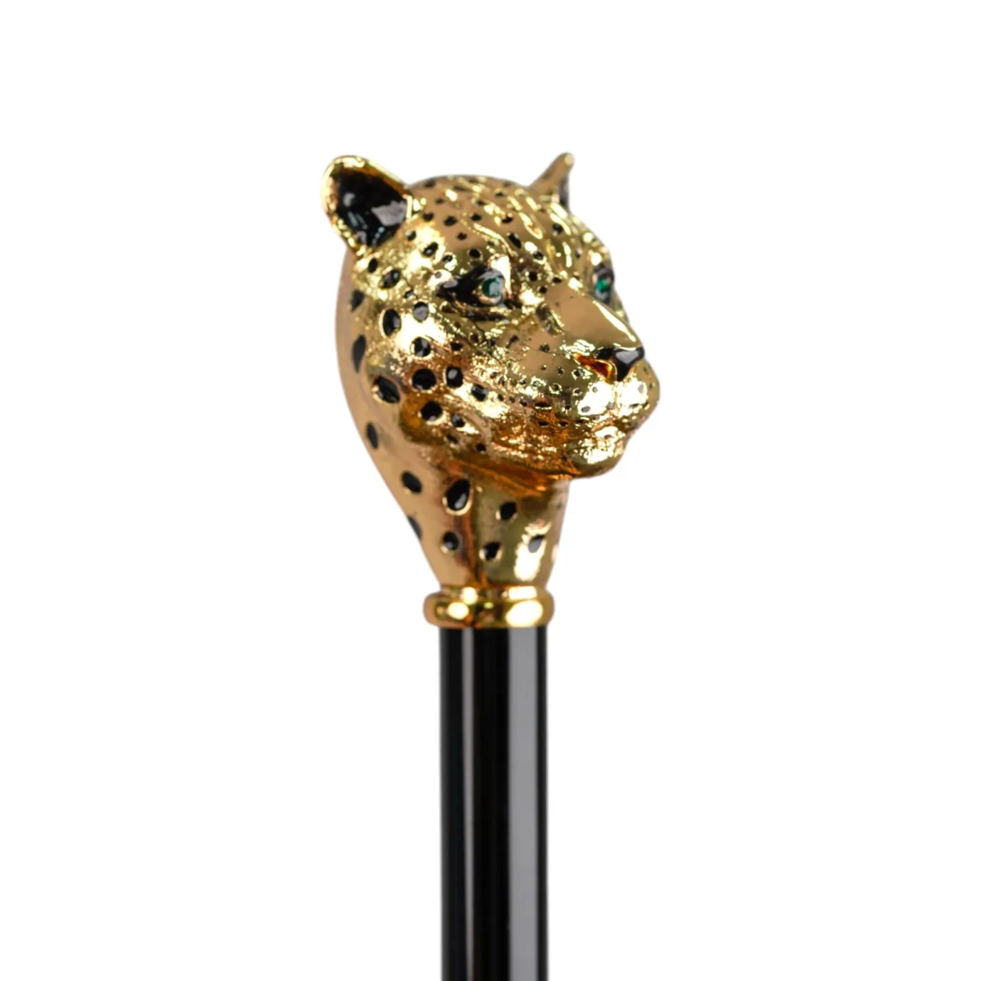 Il Marchesato Savannah Majesty: Green Umbrella with Striking Leopard Handle New
