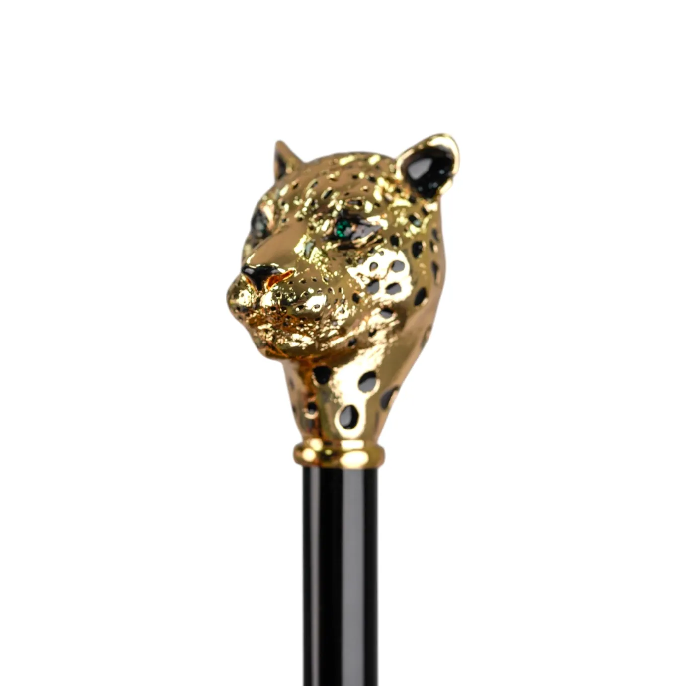 Il Marchesato Savannah Majesty: Green Umbrella with Striking Leopard Handle New