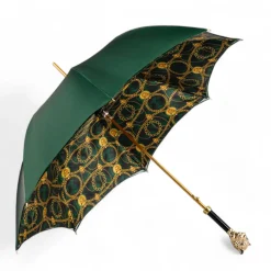 Il Marchesato Savannah Majesty: Green Umbrella with Striking Leopard Handle New