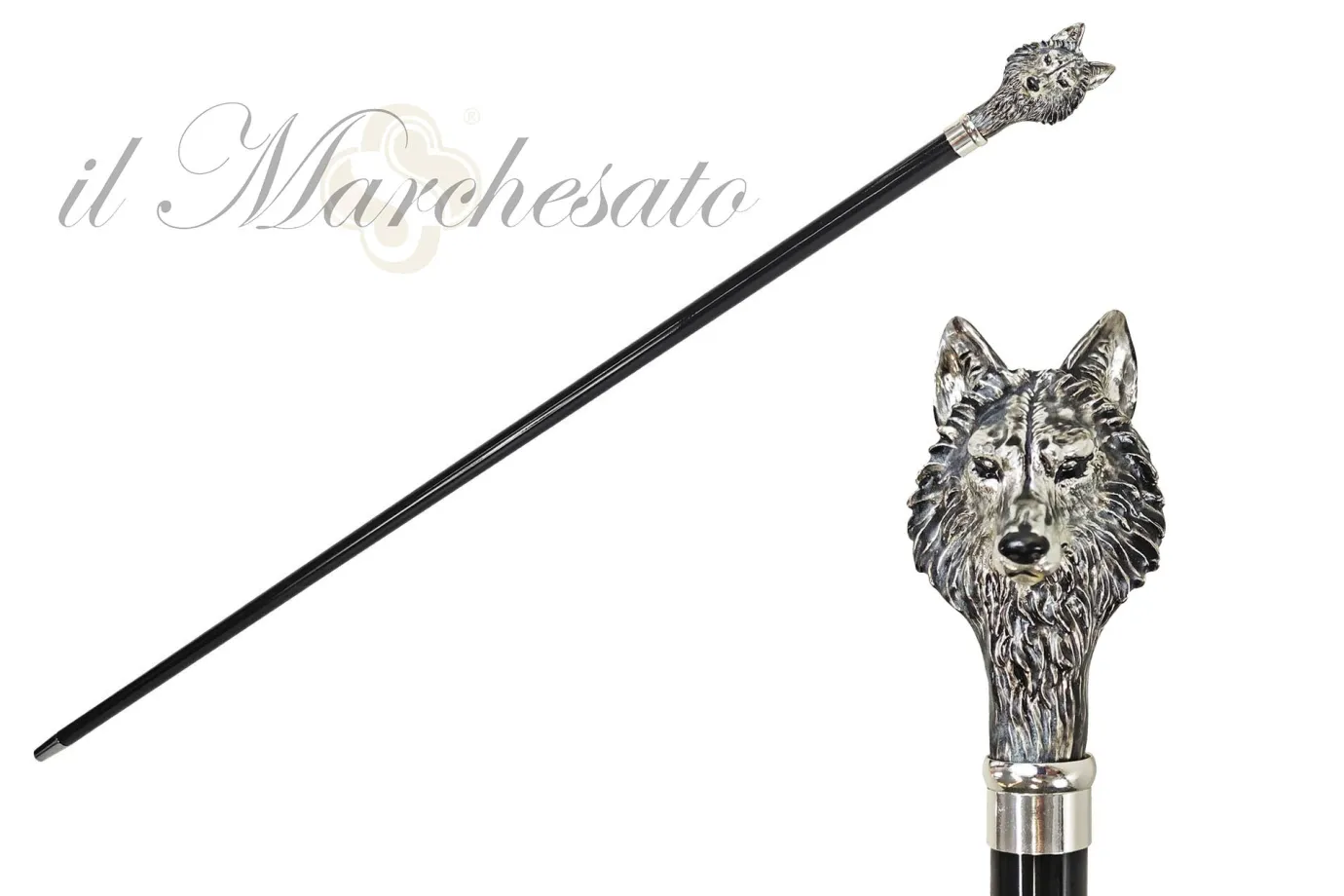Il Marchesato 925 Silver plated Wolf - Walking stick Fashion