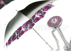 Il Marchesato Silvered Umbrella with Anemones and Fuchsia Crystals Sale