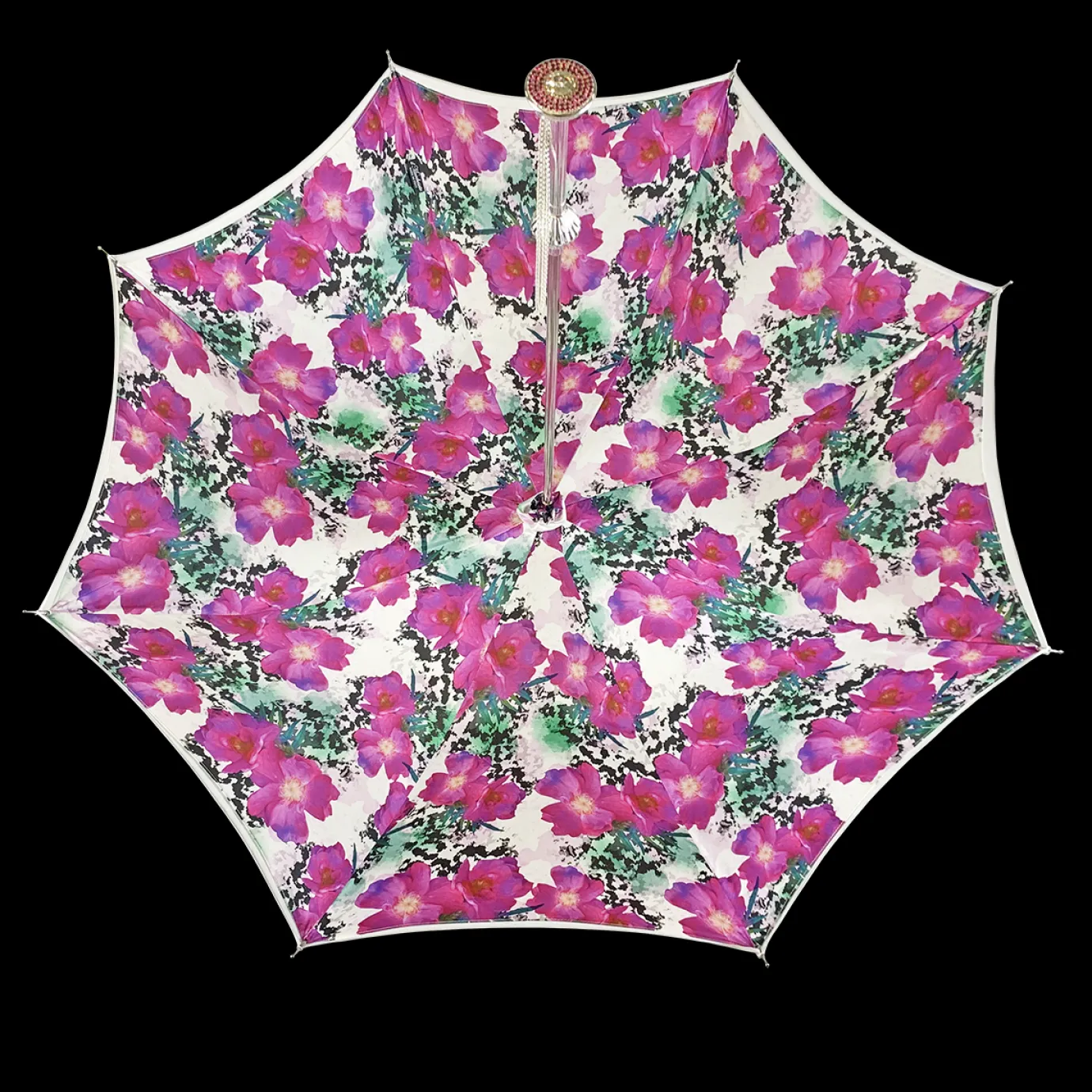 Il Marchesato Silvered Umbrella with Anemones and Fuchsia Crystals Sale