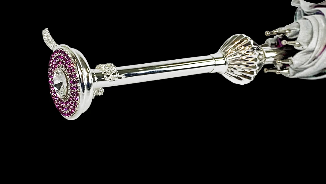 Il Marchesato Silvered Umbrella with Anemones and Fuchsia Crystals Sale