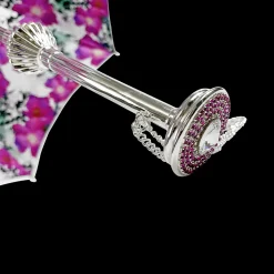 Il Marchesato Silvered Umbrella with Anemones and Fuchsia Crystals Sale