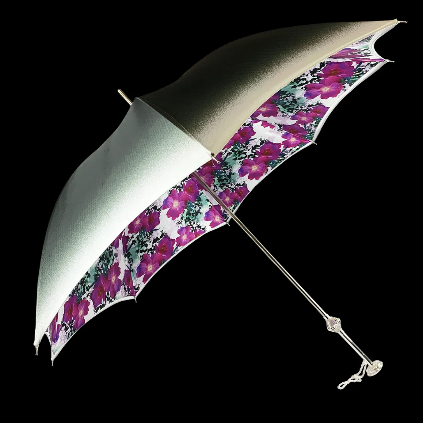 Il Marchesato Silvered Umbrella with Anemones and Fuchsia Crystals Sale