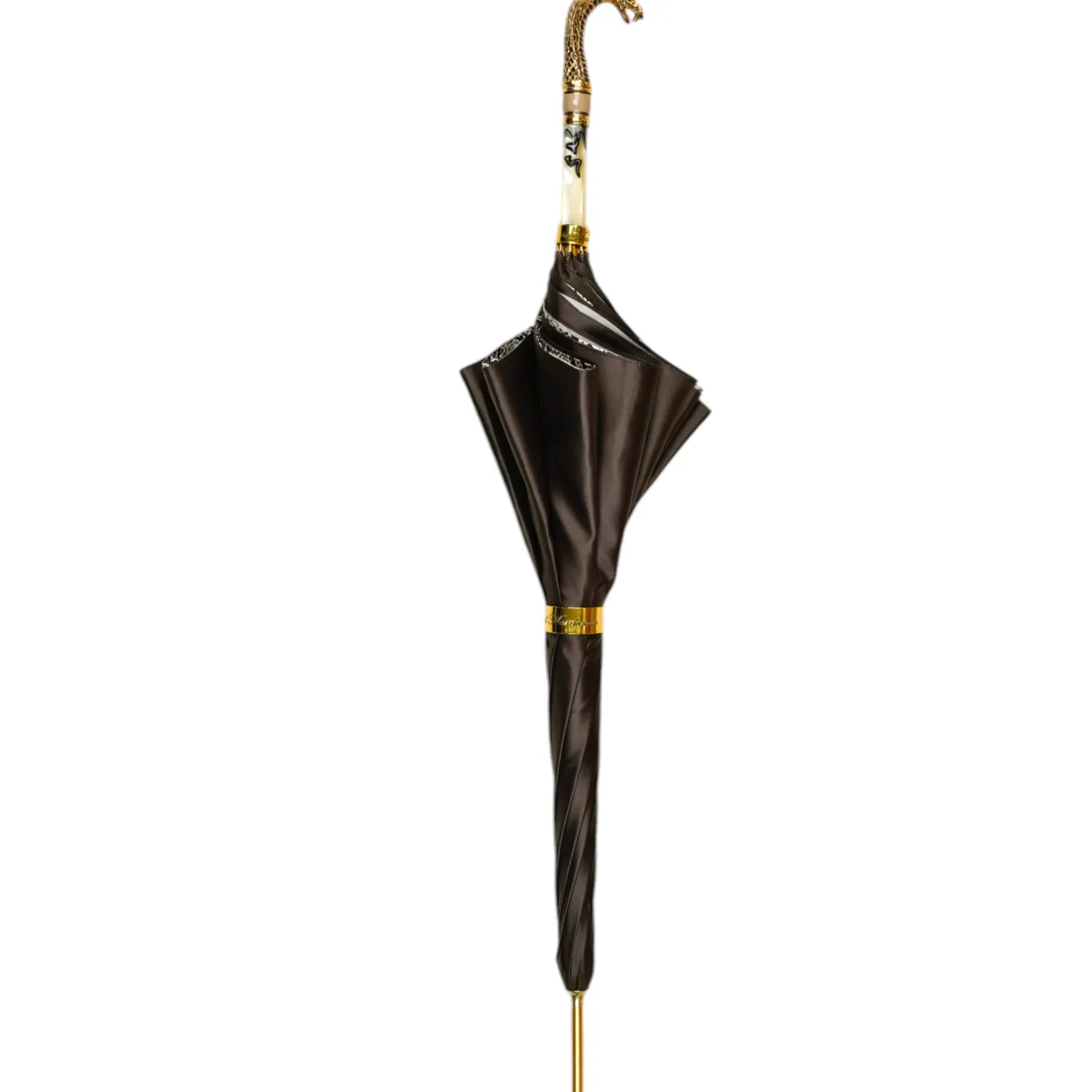 Il Marchesato Snake Charmer: Umbrella with Cobra Handle in Gold Fashion