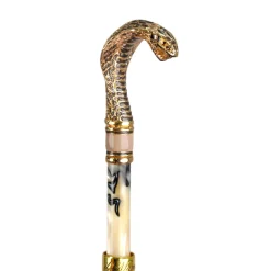 Il Marchesato Snake Charmer: Umbrella with Cobra Handle in Gold Fashion