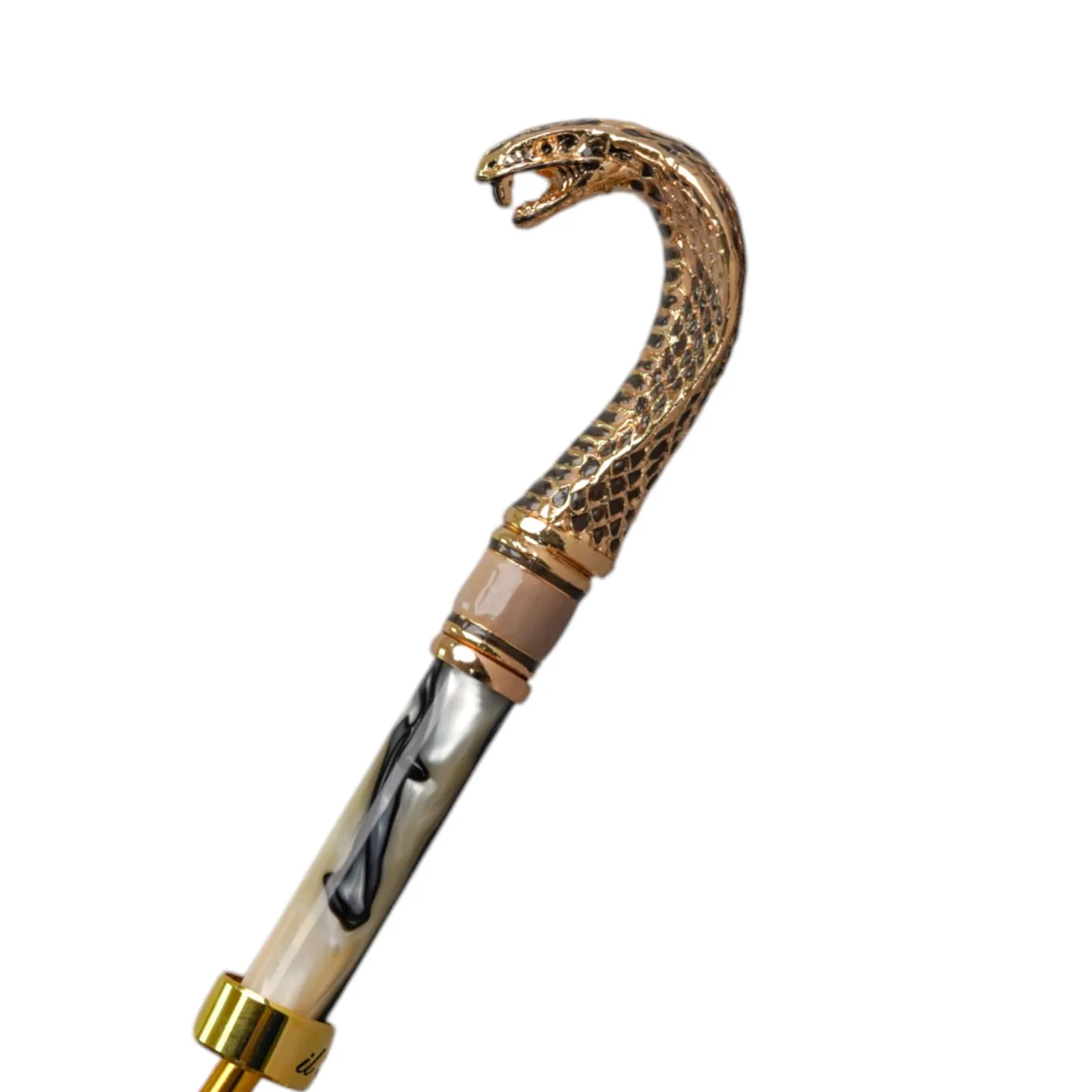 Il Marchesato Snake Charmer: Umbrella with Cobra Handle in Gold Fashion