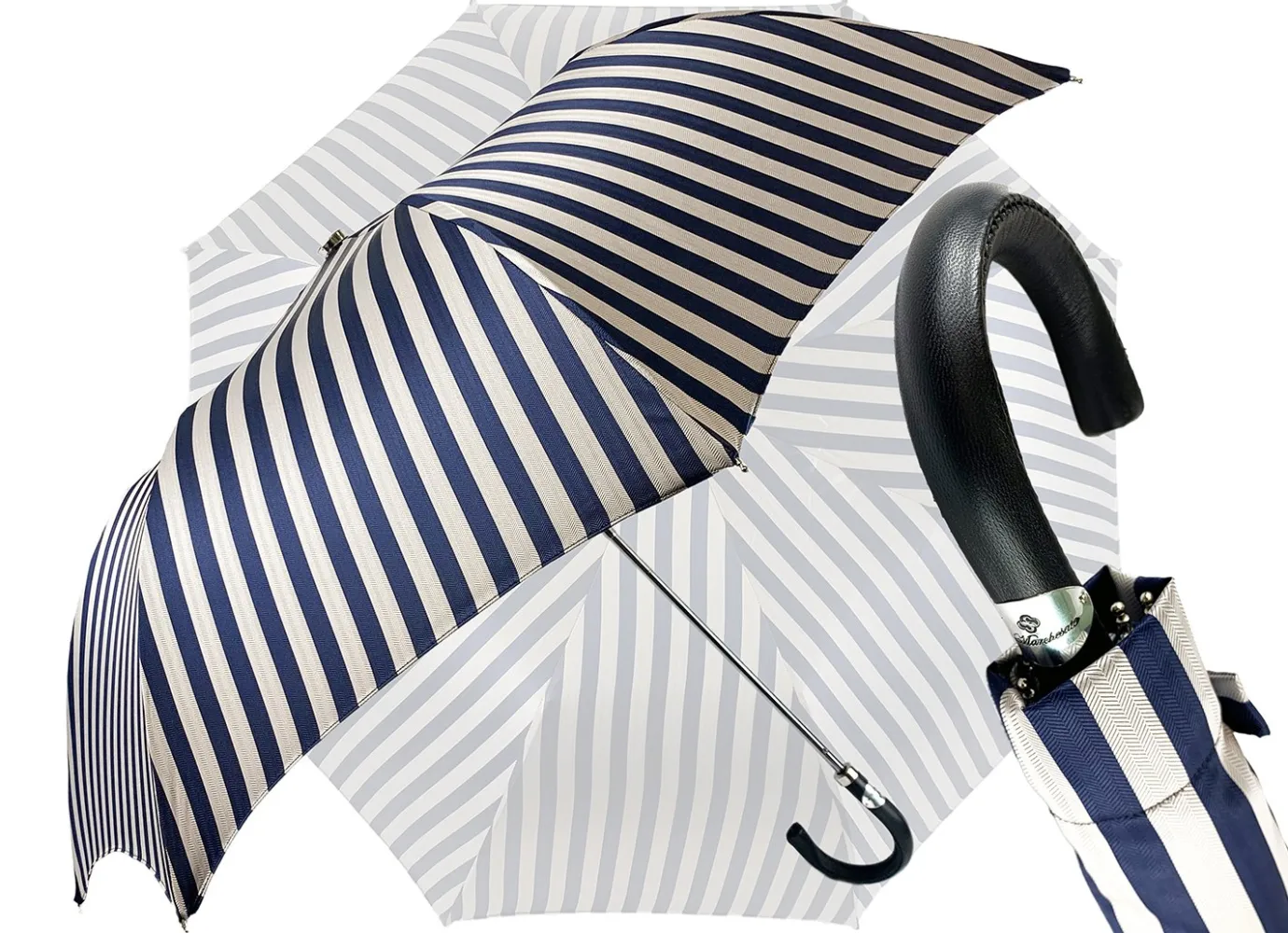 Il Marchesato Striped Grey and Blue Men's Folding Collection New