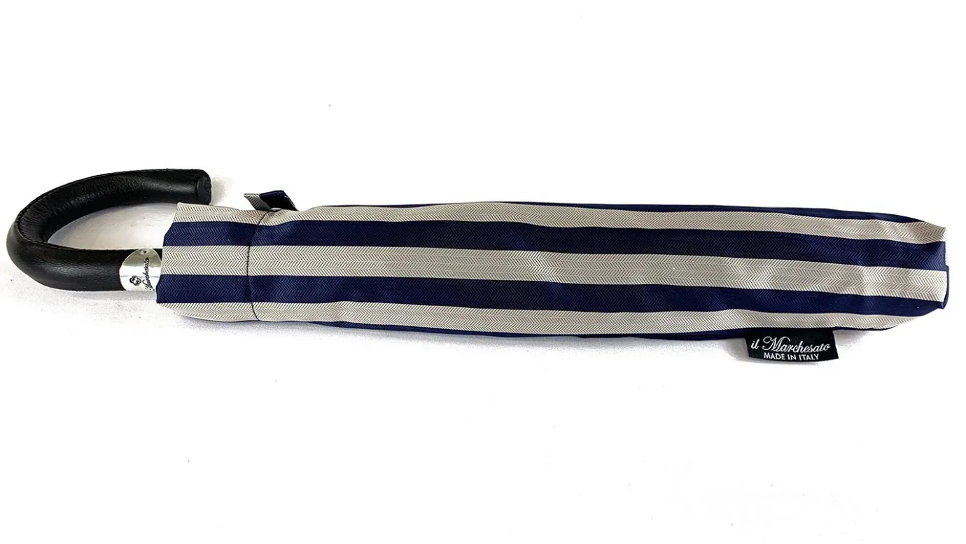 Il Marchesato Striped Grey and Blue Men's Folding Collection New