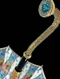 Il Marchesato Stunning Grey Umbrella with "35fili" Anemones design Online
