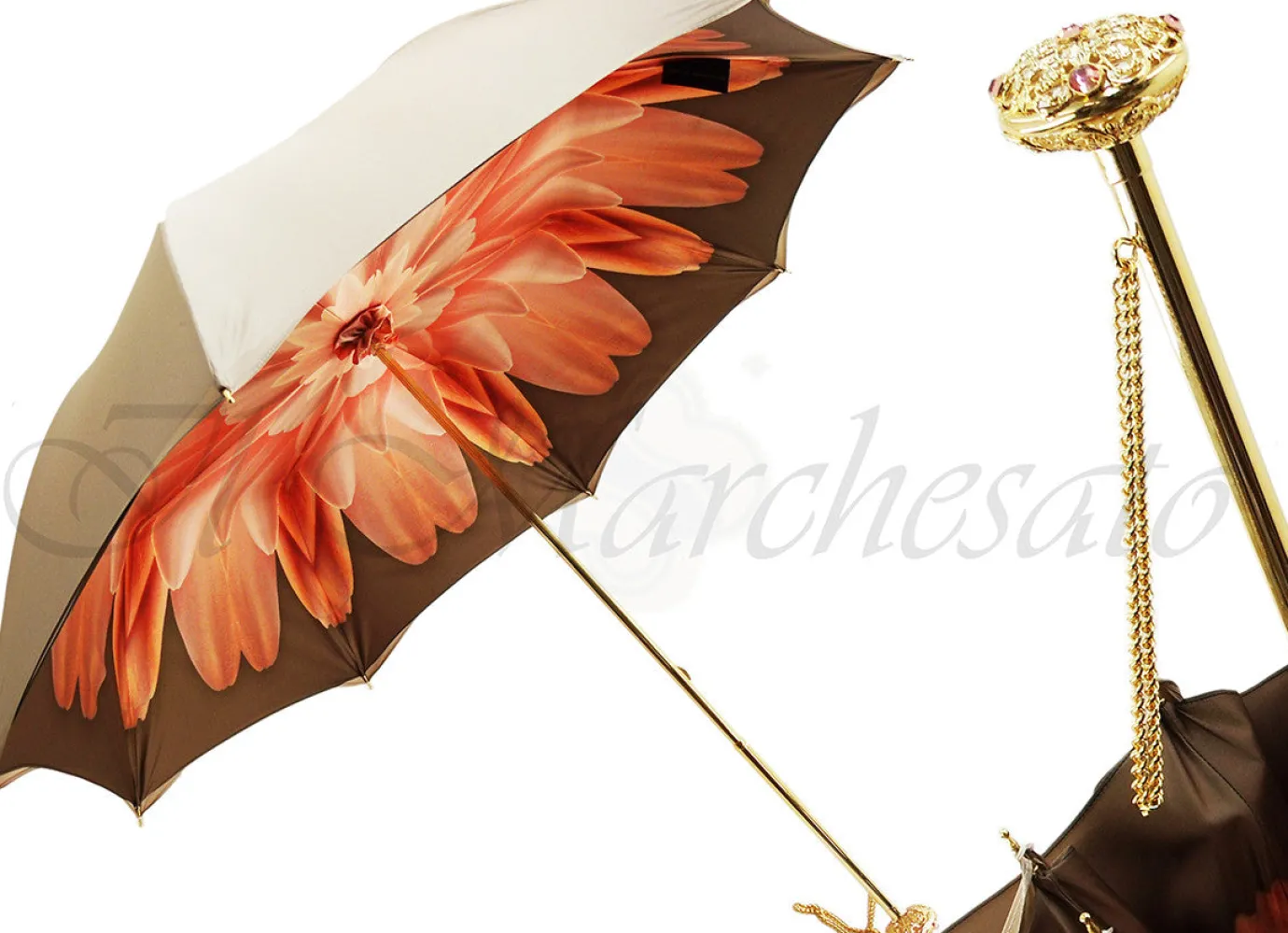 Il Marchesato Superb Dahlia Double Canopy Umbrella Finished in a Luxurious Satin Pol Online