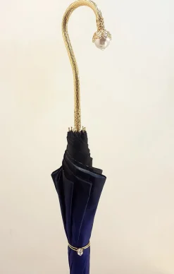 Il Marchesato Superb Double Canopy Umbrella Finished in a Luxurious Blue Satin Polye Clearance