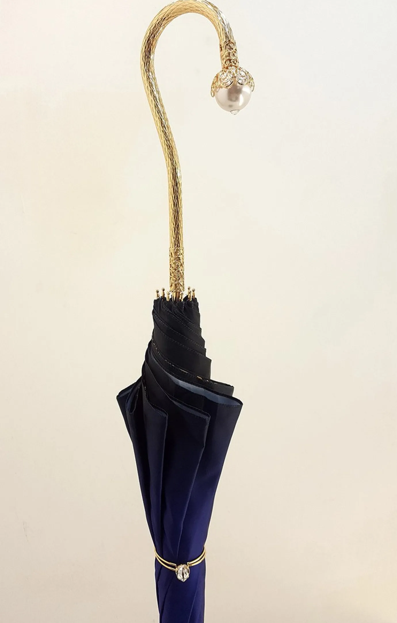 Il Marchesato Superb Double Canopy Umbrella Finished in a Luxurious Blue Satin Polye Clearance