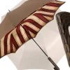 Il Marchesato Tobacco Handmade Men's Umbrella - Striped Red And Cream New