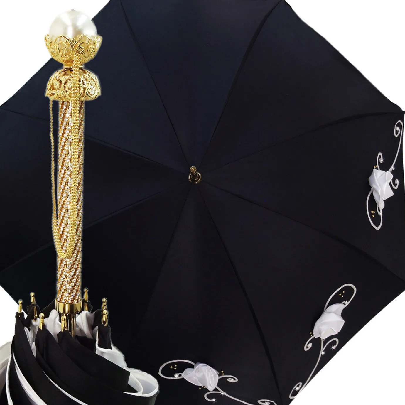 Il Marchesato Umbrella With Double Cloth And Embroidered Flowers Fashionable Umbrella Best