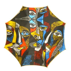 Il Marchesato Umbrella with Painted Canvas Style Fabric - Leather handle Best