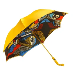 Il Marchesato Umbrella with Painted Canvas Style Fabric - Leather handle Best