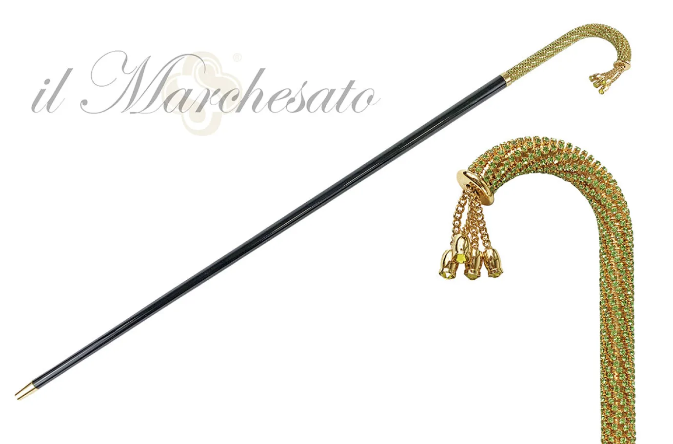 Il Marchesato Walking stick Encrusted with hundreds Erinite Crystals Discount