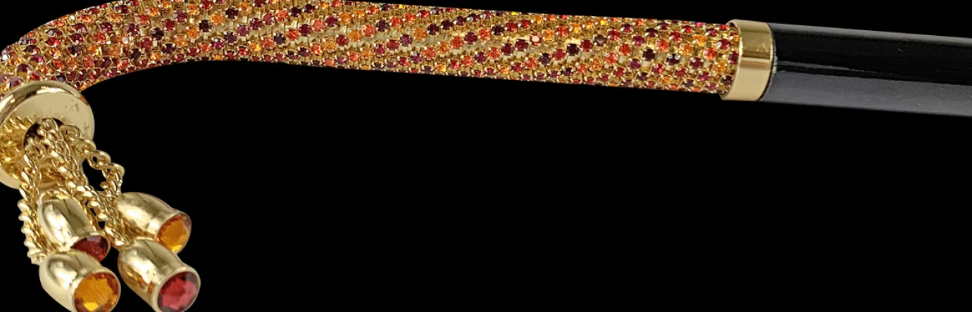 Il Marchesato Walking stick Encrusted with multicolor red and orange Crystals Sale