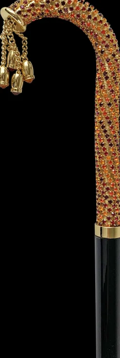 Il Marchesato Walking stick Encrusted with multicolor red and orange Crystals Sale