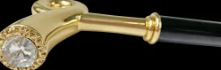 Il Marchesato Walking stick for man - Sturdy gold plated 24K brass handle Online