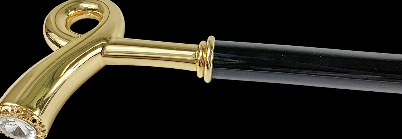 Il Marchesato Walking stick for man - Sturdy gold plated 24K brass handle Online