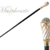 Il Marchesato Walking stick Hand painted Knob with indicolite crystals Outlet