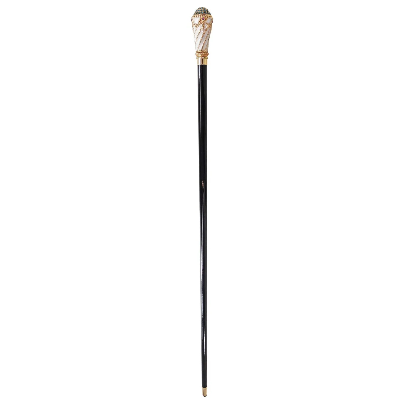 Il Marchesato Walking stick Hand painted Knob with indicolite crystals Outlet