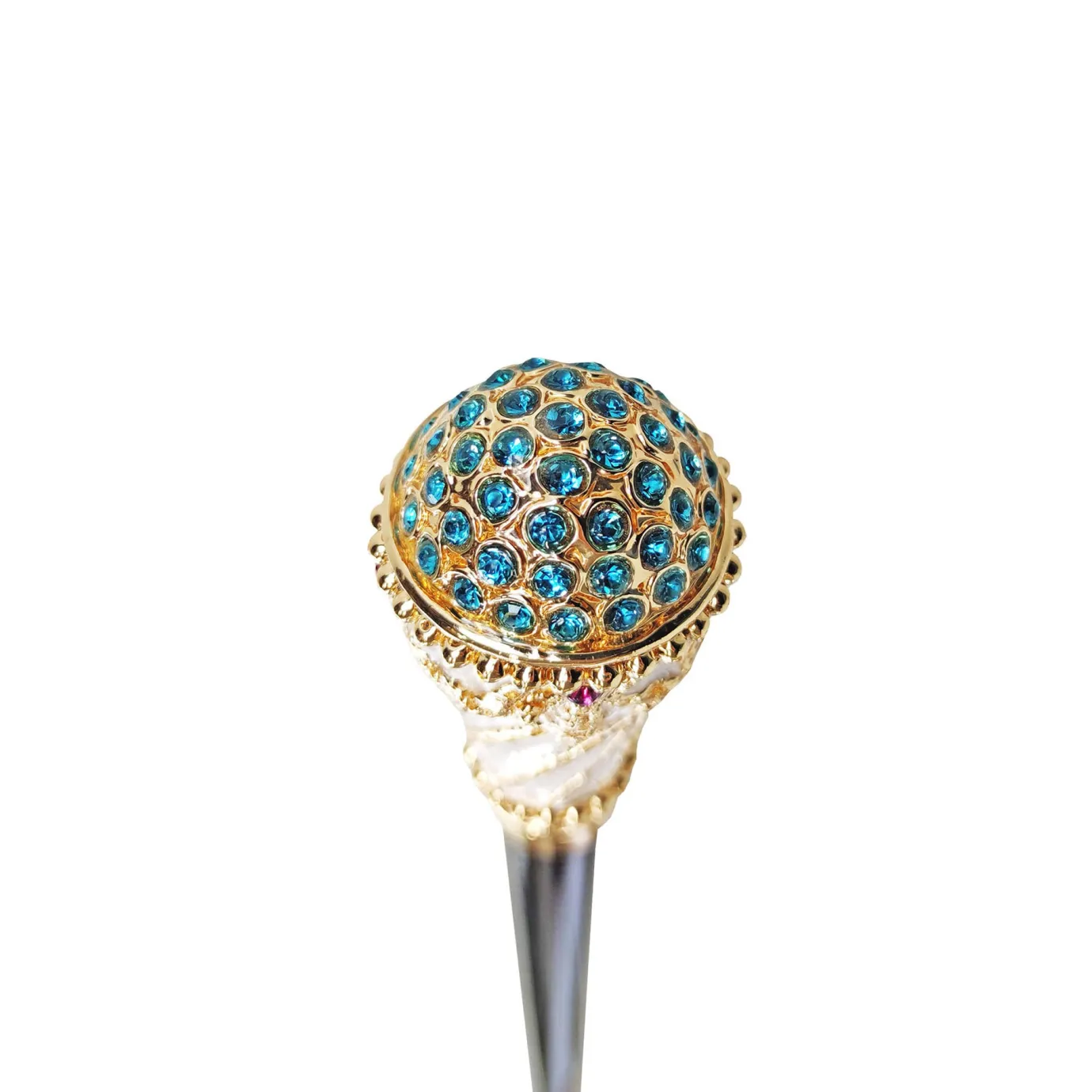 Il Marchesato Walking stick Hand painted Knob with indicolite crystals Outlet