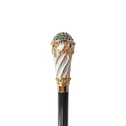Il Marchesato Walking stick Hand painted Knob with indicolite crystals Outlet