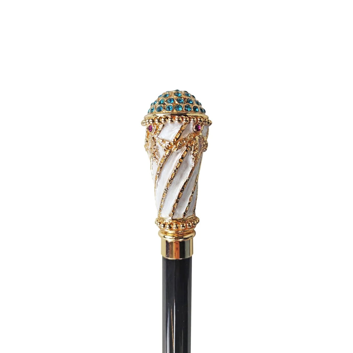 Il Marchesato Walking stick Hand painted Knob with indicolite crystals Outlet