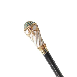 Il Marchesato Walking stick Hand painted Knob with indicolite crystals Outlet