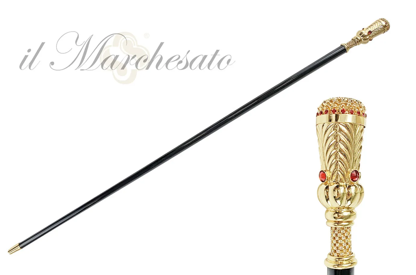 Il Marchesato Walking stick in gold plated brass knob Sale