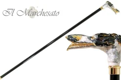 Il Marchesato Walking Stick with a Hand-Enamelled Dog's Head on 24k Gold Hot