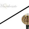 Il Marchesato Walking stick with brass onion with black and white crystals Sale