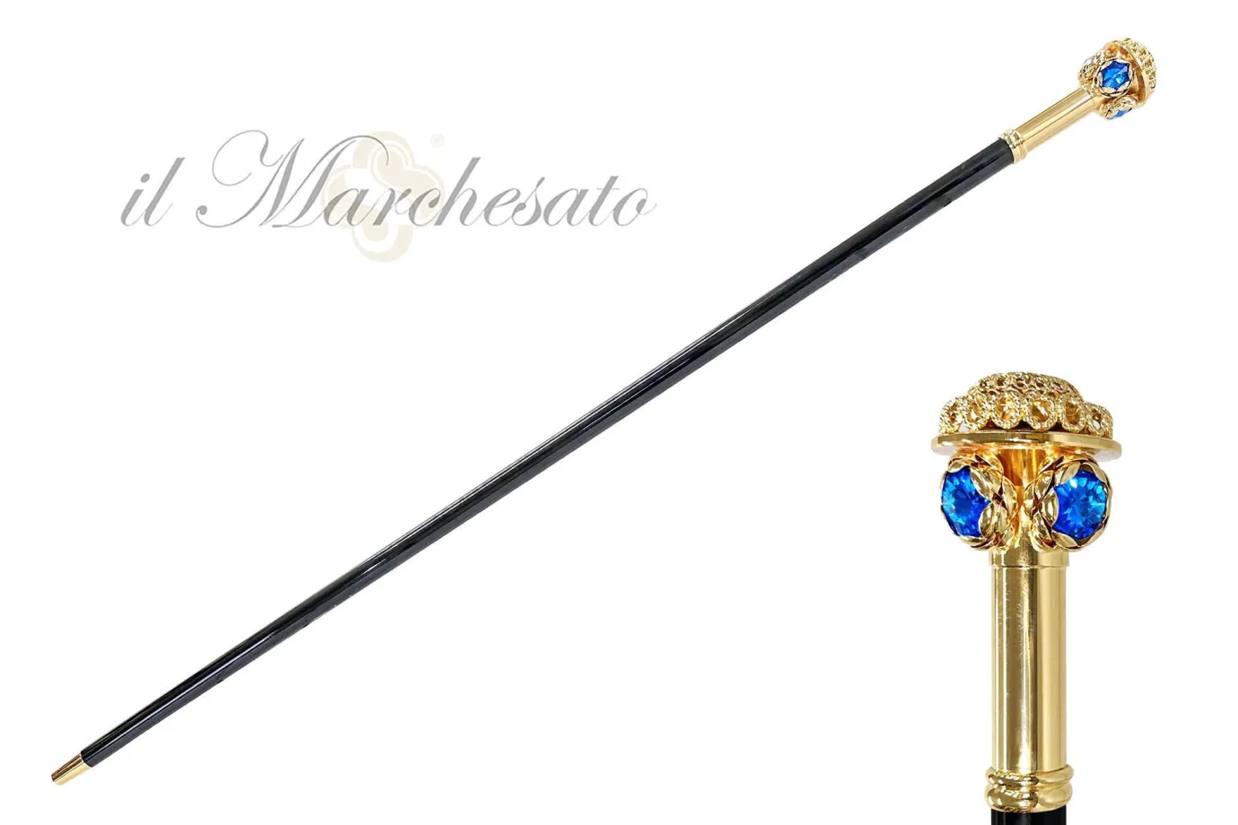Il Marchesato Walking stick with flower and "Capri" crystals Sale