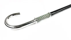 Il Marchesato Walking Stick With Silver Plated Handle, Full of Emerald Rhinestones Online