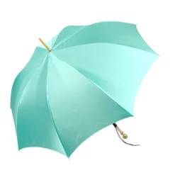 Il Marchesato Wild Elegance: Teal Umbrella with Leopard Print and Green Crystal Hand Best