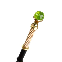 Il Marchesato Wild Elegance: Teal Umbrella with Leopard Print and Green Crystal Hand Best