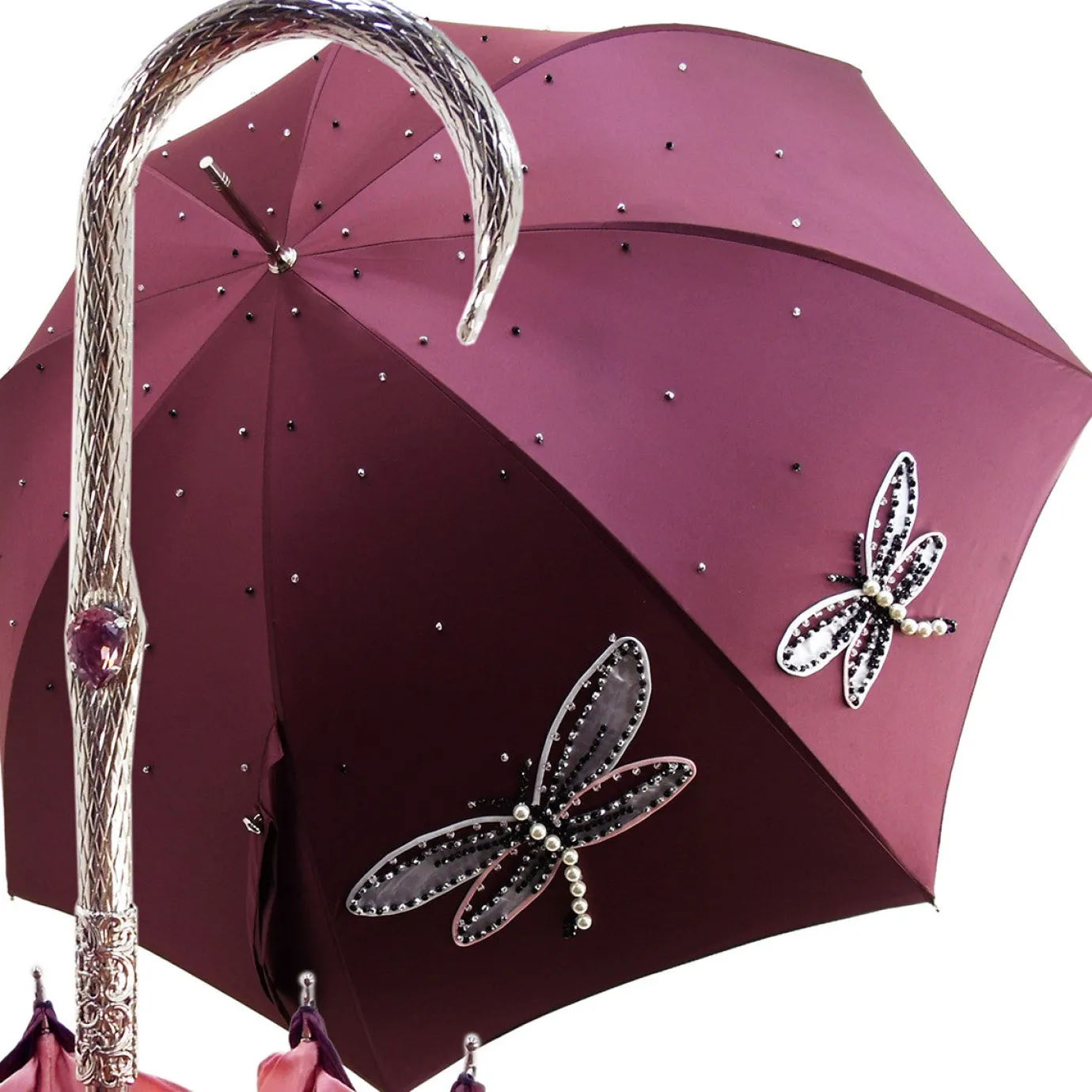 Il Marchesato Women's exclusive handmade umbrella with embroidered dragonflies Ladies Umbrellas Sale