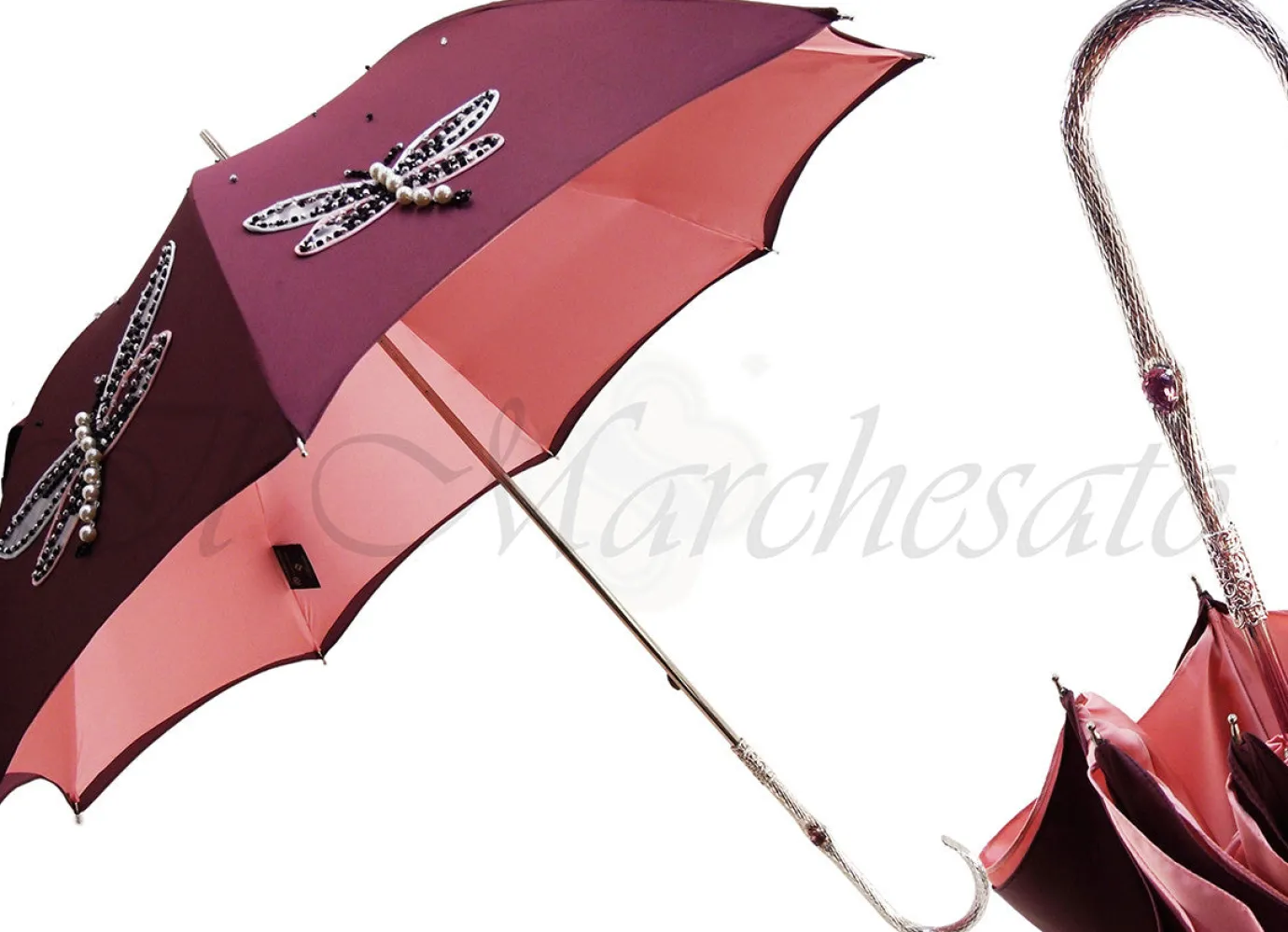 Il Marchesato Women's exclusive handmade umbrella with embroidered dragonflies Ladies Umbrellas Sale