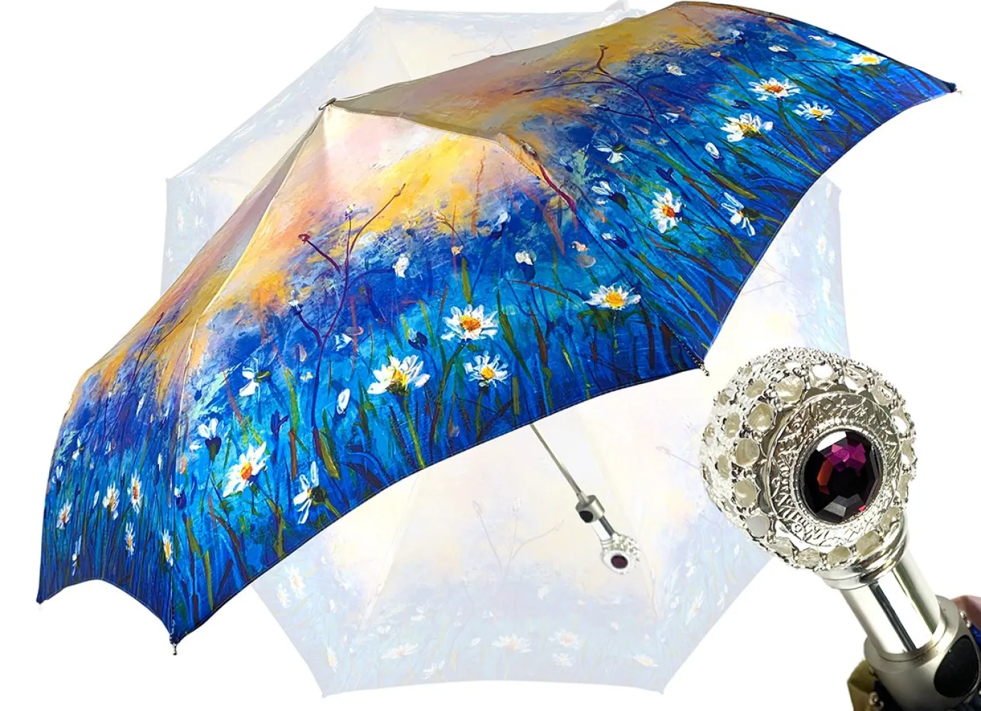 Il Marchesato Women's Folding Umbrella - New Exclusive Daisies Design Clearance