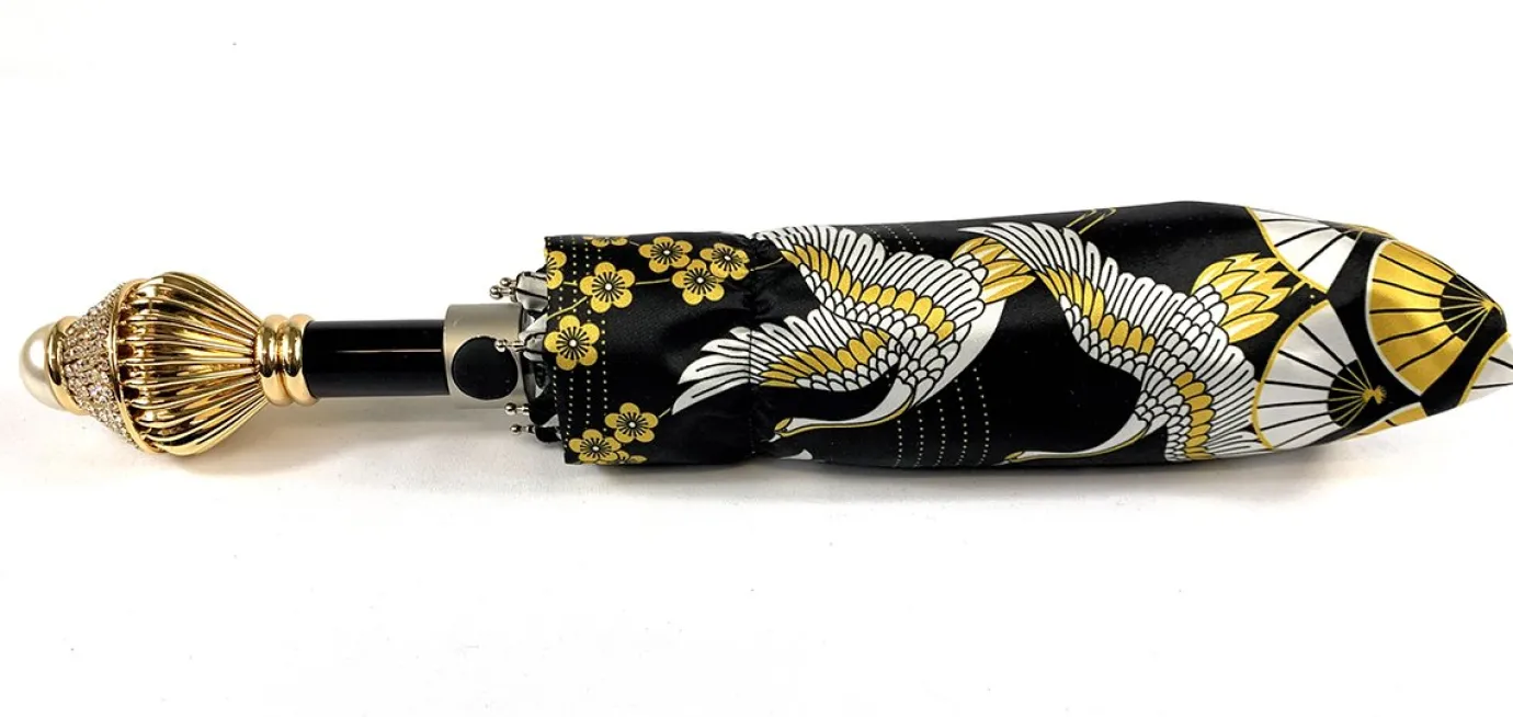 Il Marchesato Women's Folding Umbrella - Wonderful Heron Design New