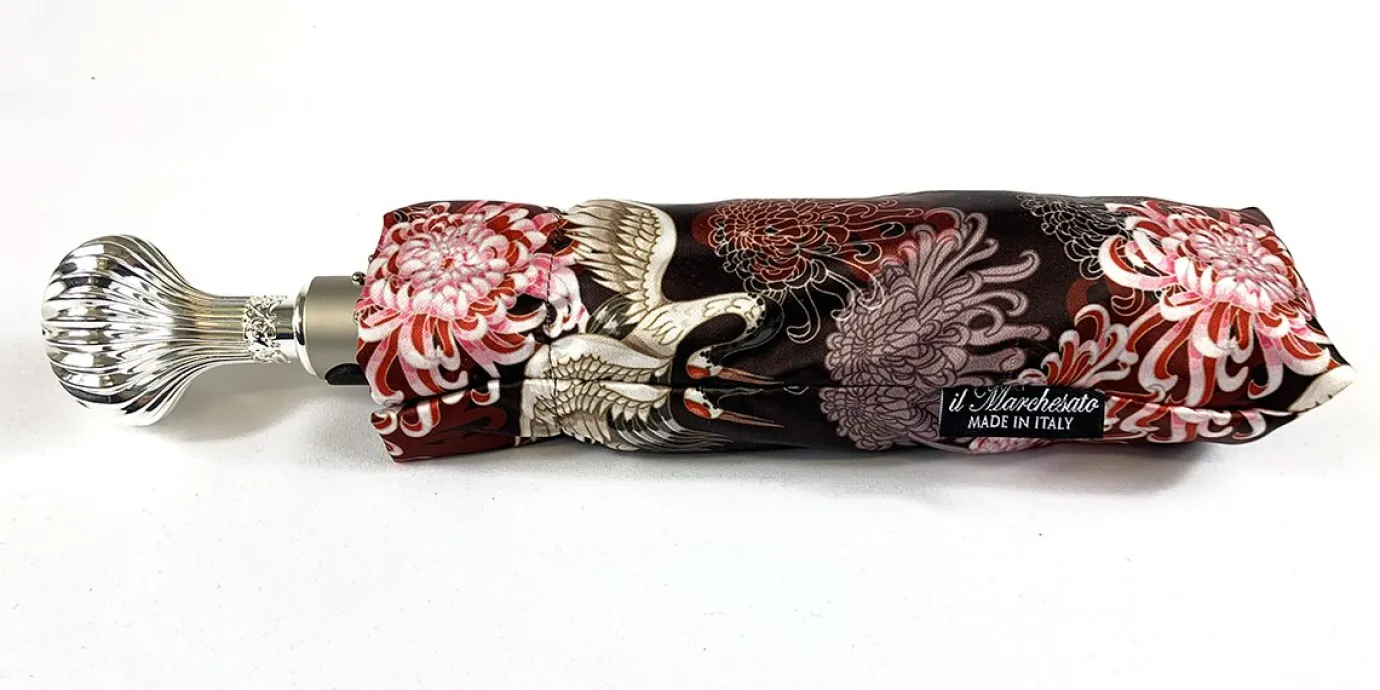 Il Marchesato Women's Folding Umbrella - Wonderful Heron Design Fashion