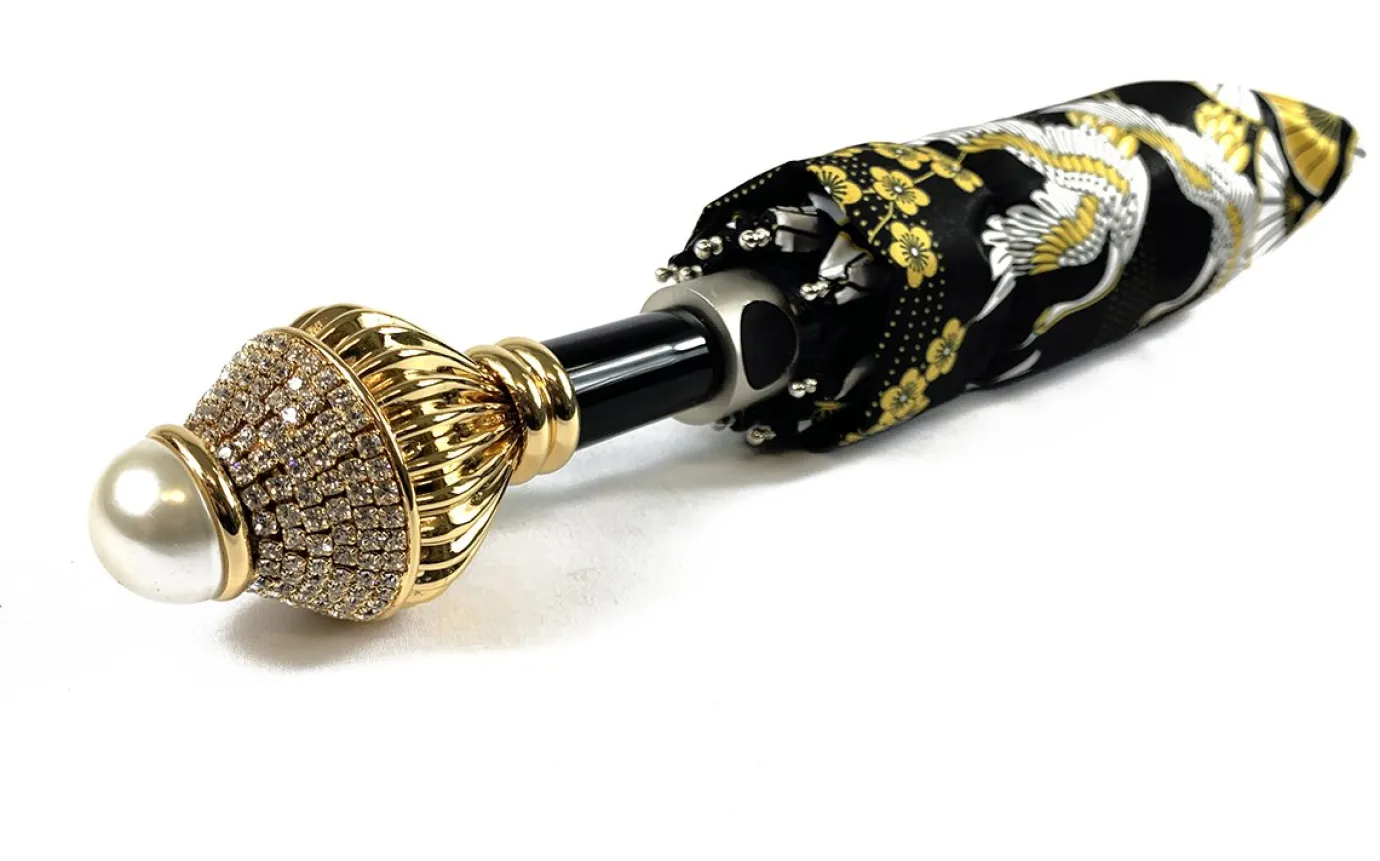 Il Marchesato Women's Folding Umbrella - Wonderful Heron Design New